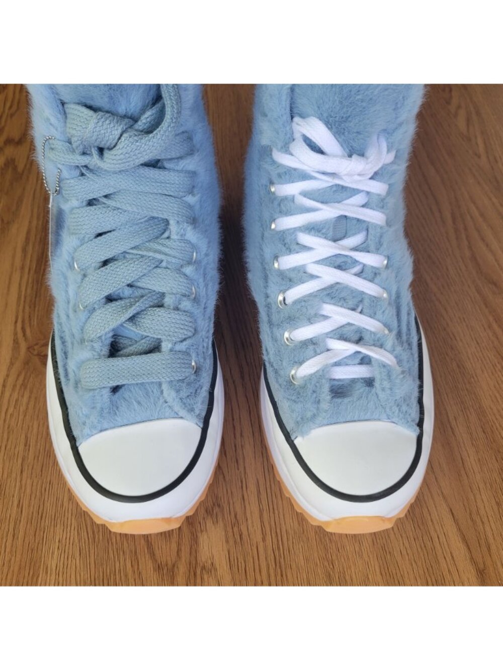 ❤️Converse Run Star Hike Hi Platform Faux Fur 9 Men's Shoes Sneaker Blue A13381C - Picture 2 of 9